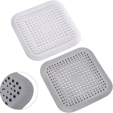 Alyvisun 2Pcs Silicona Atrapa Pelos Ducha con Ventosa, Filtro de Cabello Protector de Drenaje Plegable, Coladores de Desagüe de Fregadero para Baño, Bañera, Ccocina (Blanco + Gris)